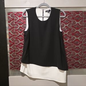 DKNY Black and White Sleeveless Blouse